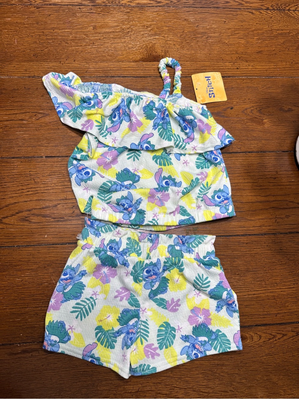 Disney Stitch Floral Print Lightweight Summer Set — Yellow, Blue, Green, Pink